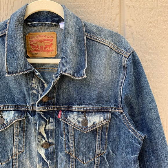 Levi’s classic vintage oversized cotton acid washed denim blue jean jacket - Picture 7 of 15